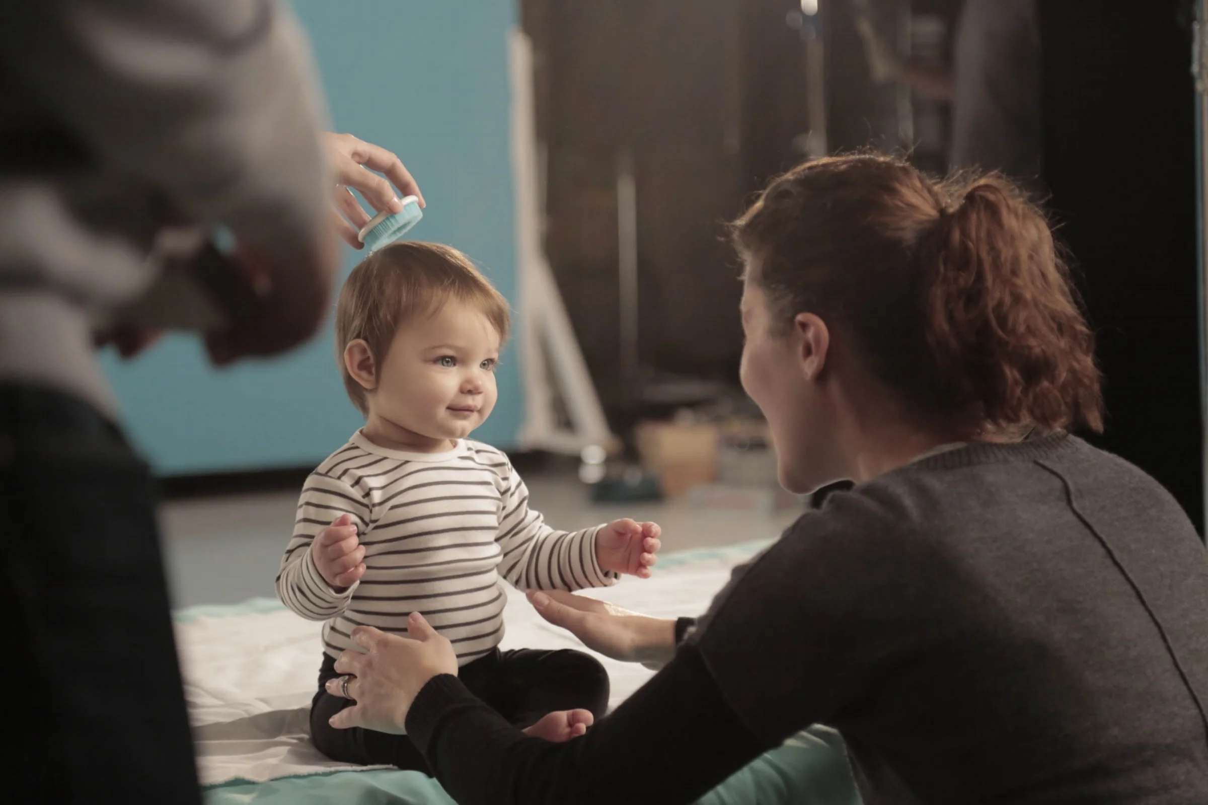 Baby wrangler on set